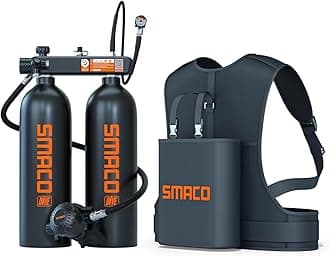 SMACO Mini Scuba Tank 3.8L Scuba Diving Tank (Assembled by Two 1.9L Cylinders) for Shallow Water Diving Support Breath Portable Scuba Tank Kit for Diving Entertainment