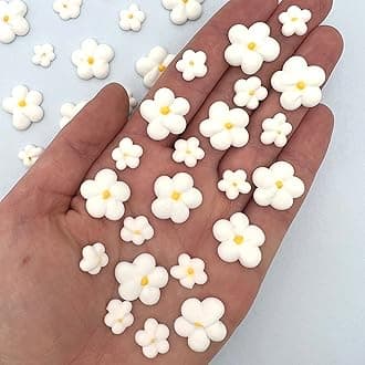 Royal Icing Blossoms | Mini Edible Flowers | Edible Roses | White Wedding Flowers | Cake Sprinkles | Bulk Sprinkle Mix | by Simply Sucré (108 Flowers, White Blossoms)