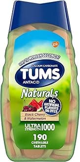 - TUMS Naturals Ultra Strength Antacid Chews for Heartburn Relief, Great for a Summer BBQ - Black Cherry & Watermelon - 190 Count