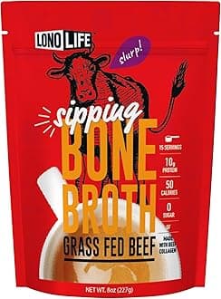 LonoLife Beef Bone Broth Powder Mix | Grass-Fed, 10g Protein | Collagen-Rich, Keto & Paleo Friendly | Natural Ingredients | 8oz Bulk Container (15 Servings)