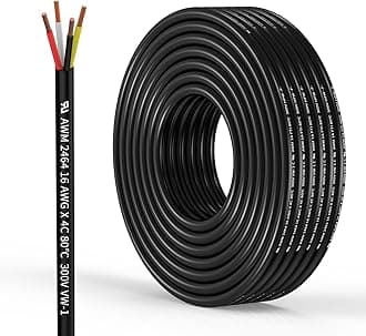 16 Gauge 4 Conductor Electrical Wire Oxygen-Free Copper Cable 50FT/15.3M Flexible Low Voltage Cable for LED Strips Lamps Lighting Residential Wiring car Circuit(16/4AWG-50FT)