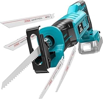 Cordless Reciprocating Saw Compatible with Makita 18V Battery, Variable Speed 1" Stroke Length,3200 SPM, Toolless Blade Change, 4 Saw Blades for Metal Wood PVC Cutting Tool Only