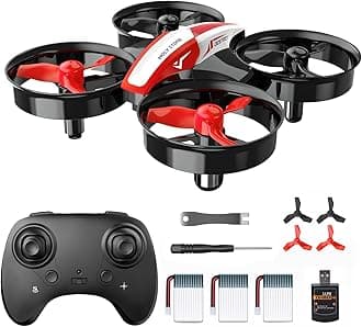 Holy Stone Mini Drone for Kids and Beginners RC Nano Quadcopter Indoor Small Helicopter Plane with Auto Hovering, 3D Flips, Headless Mode and 3 Batteries, Great Gift Toy for Boys and Girls, HS210 Red