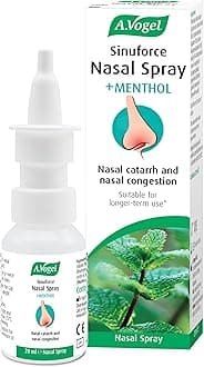 Sinuforce Nasal Spray + Menthol | Provides Fast Relief for Blocked Nose, Congestion & Nasal Catarrh | with Eucalyptus, Peppermint & Chamomile Oil | Suitable for Longer Term use | 20ml