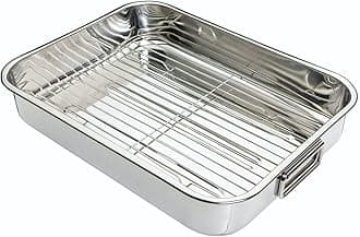 KitchenCraft Stainless Steel Roasting Pan with Rack 43x31x7cm, Sleeved