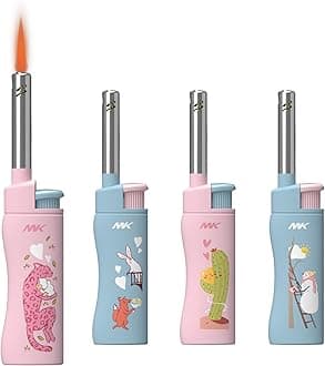 MK Lighter Candle Lighter, Windproof Refillable Butane Lighter for BBQ, Camping, and Outdoor Use (Polar Love-4PC)