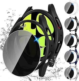 Tensea [5+5Pack for Samsung Galaxy Watch 6 Screen Protector Case 40mm Accessories, Hard PC Bumper/HD Anti-Fog Tempered Glass Protective Film, Face Cover Set, Galaxy Watch 6 Case for Women Men