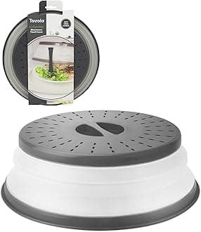 Microwave Splatter Cover for Food, Medium (Charcoal) - Collapsible & Vented Silicone Splatter Guard Lid - Microwave Plate & Dish Cover with Handle - BPA-Free Kitchen Gadget for Meal Prep