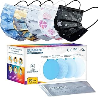 QUARANT Meltblown - Dual SMMS Fabric 4 Ply Designer Protective Face Mask with Nose Clip and Reusable Travel Pouch, Fashion That's Safe (Mixed Combo, Pack of 50) for Unisex