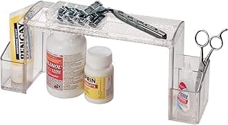 iDesign - 43130 Med+ Plastic High Rise Bathroom Medicine Cabinet Organizer, for Vanity, Prescriptions, Toothbrushes, Toothpaste, Accessories, Cosmetics, Toiletries, 12" x 3" x 5.25", Clear