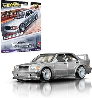 Premium Car Culture Collectible Toy Car, 1:64 Scale Die-Cast Mercedes-Benz 190E 2.5-1.6, Modern Classics Vehicle with Real Riders Tires