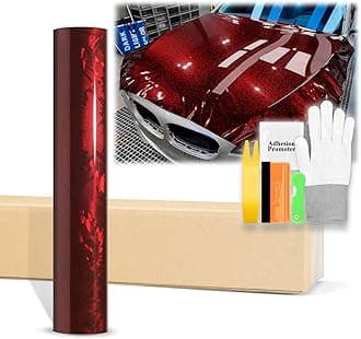 60"x120" (5FTx10FT) Gloss Dark Red 24K Chopped Forged Carbon Fiber Textured Vinyl Wrap Auto Car Sticker Decal Sticker Film Sheet Bubble Free Air Release Technology with Tool Kit