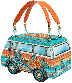 Catch a Wave Beaded Handbag Surf Van Top Handle Bag, Multicolor, Multicolor