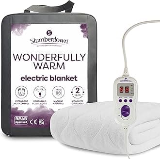 Slumberdown Luxury Electric Blanket Double - Multi-Zone Single Control Fleece Blanket with 9 Heat Settings | BEAB-Approved, Easy Fit Straps & Washable Heated Blanket (150 x 120cm)