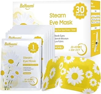 BeHoomi 30Packs Steam Eye Mask, Heated Eye Mask Warm Compress for Eyes, Self Heating Disposable Steam Mask for Home Sleep, Spa, Travel Essentials & Relaxation Gifts, Mothers Day Gifts (Chamomile)