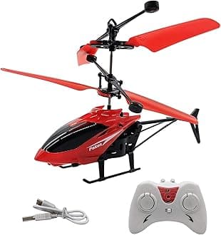 RC Helicopter with Hand Gravity Sensor, Flying Remote Control Toy, Charging with 3D Light & Safety Sensor for Kids Age 4+ Years I Pack of 1 (Red)