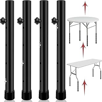 8 Pack Table Risers For Folding Table, 4 Levels Adjustable Height Folding Tab...