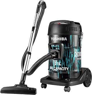 – Drum Type Vacuum Cleaner, 21000Pa Suction 2000 Watts 21 Liters Push Handle & Big Wheels Blowing Function, Ideal for Home & Car Interior Cleaning, Blue/Black, VC-DR200A, 1-Year Warranty