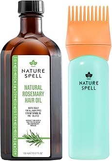 Nature Spell Rosemary Oil for Hair Growth with Root Comb Applicator, Pre-Diluted Oil to Strengthen and Nourish Dry, Damaged Strands, For All Hair Types, 150ml