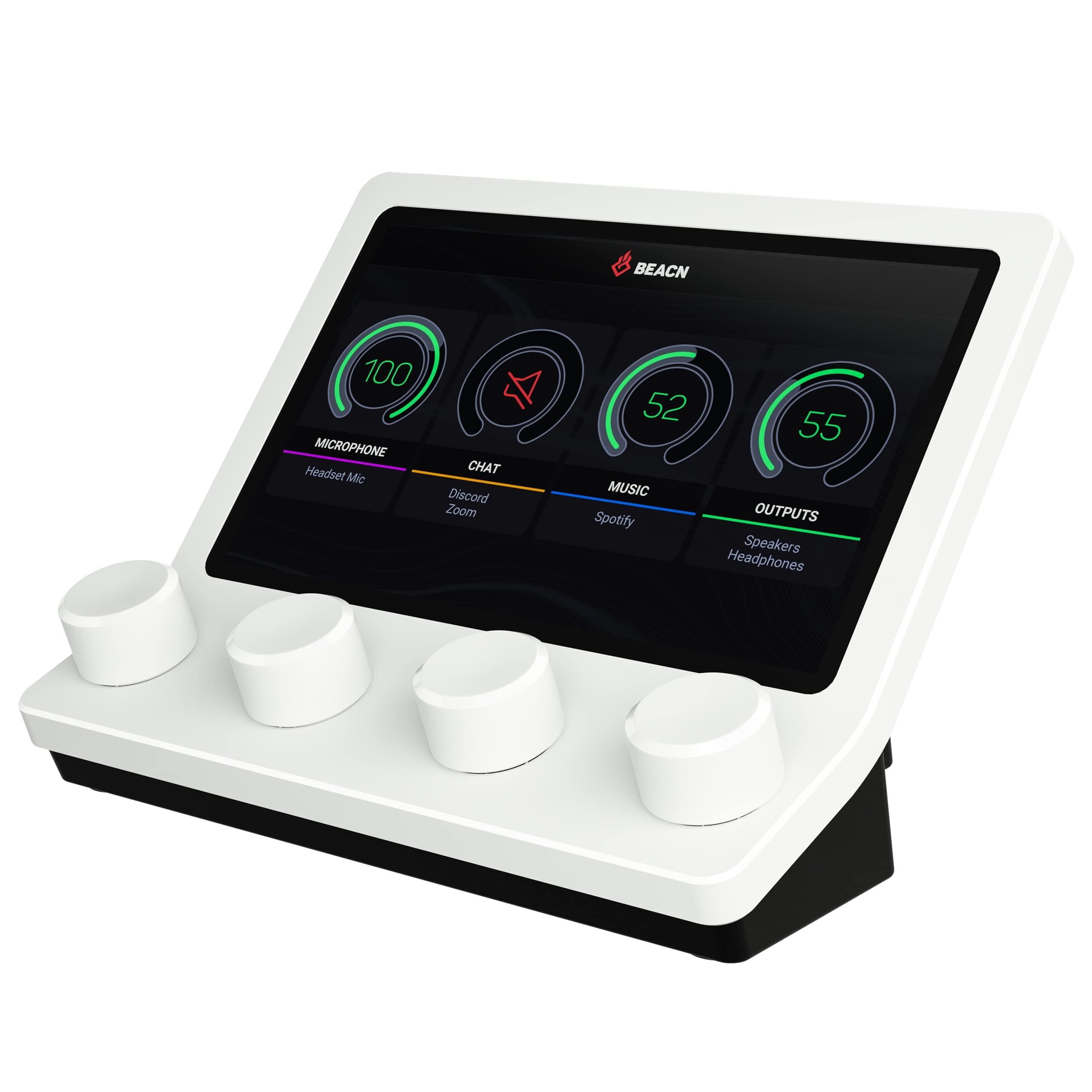 Mix Light - USB C Windows Audio Controller with Beautiful 5” Color Display and 4 Smooth Push-Button encoders for Streaming, Gaming and Work from Home Applications.