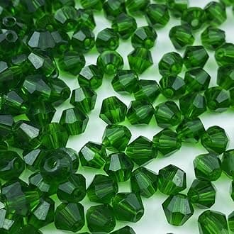 600pcs Bicone Crystal Beads 3mm Crystal Glass Faceted Beads for Necklace Bracelet Earrings DIY Jewelry Crafts Making Supplies(Deep Green)