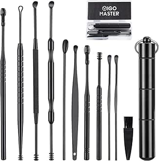11 Pcs Ear Wax Removal, Ear Cleaner Ear Wax Removal Tool, Ear Cleaning Kit Earwax Removal Kit Stainless Steel Ear Pick Set with Cleaning Brush and Storage Box