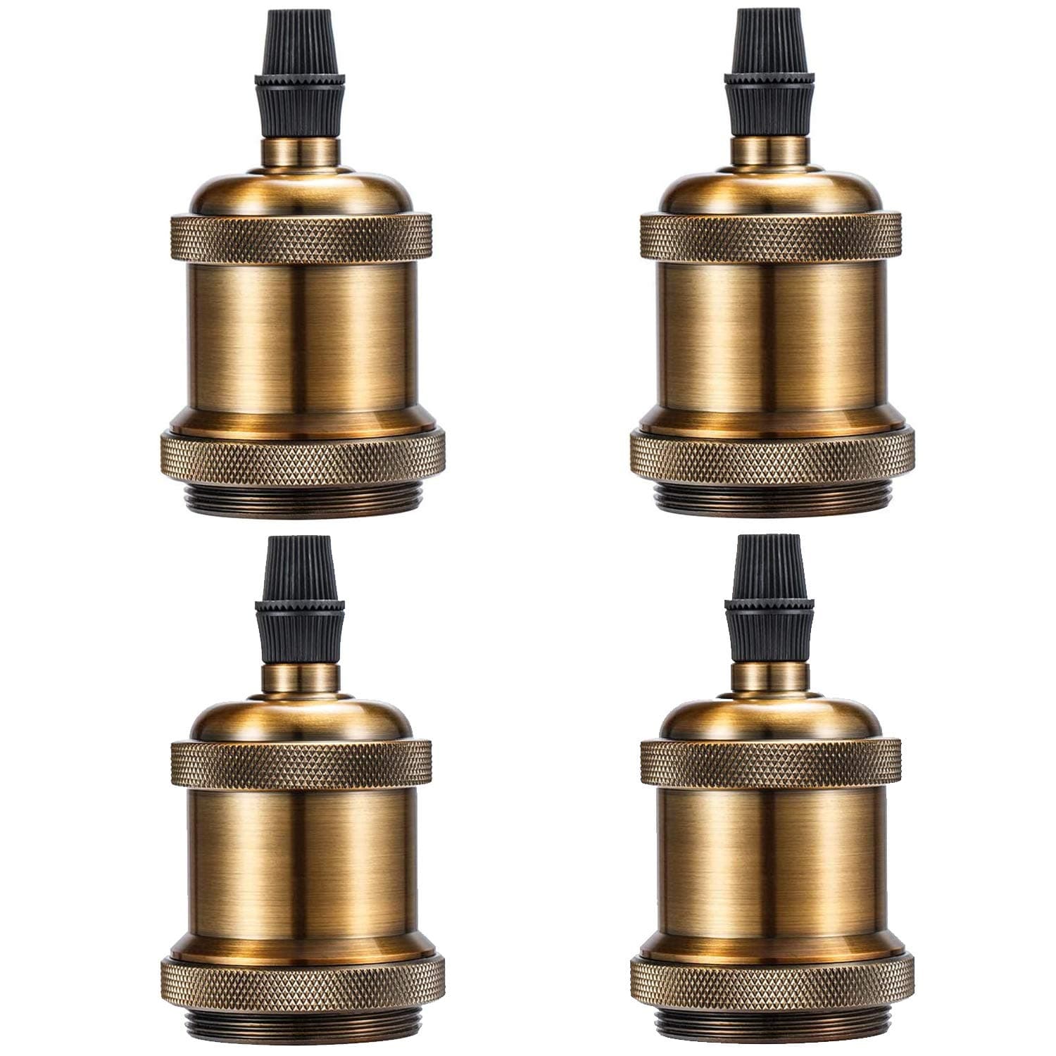 Licperron Light Socket E26/ E27 Solid Bulb Socket Ceramics Lamp Holder Pendant Light Adaptor, 4 Pack, CE Reference NO. ZM10153