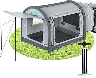 Inflatable SUV Tent for Camping, Large Quick Setup Blow Up Tents, 6-Person Tent with Detachable Car Attachment, Tents with Storage Bag &Projection Screen, Waterproof