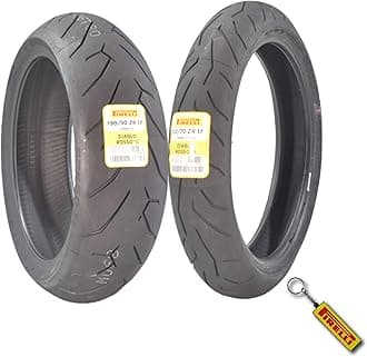 Diablo Rosso II 120/70 ZR 17 M/C (58W) TL (K) Front & 190/50 ZR 17 M/C (73W) TL Rear Motorcycle Tires- Sport Performance for Road Use Tire Set with Keychain