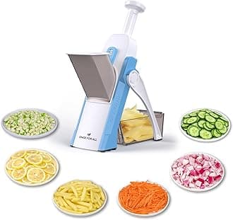 ONCE FOR ALL Mandoline Vegetable Slicer Adjustable Thickness Potato Onion Chopper Safe Upright Dicer Fruit (steel gray)