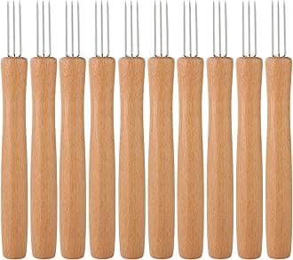 Corn On The Cob Holders Set of 10 Stainless Steel Corn Holders with Wooden Handle Cob Skewers Corn Forks for BBQ Sweetcorn Roasted Meat