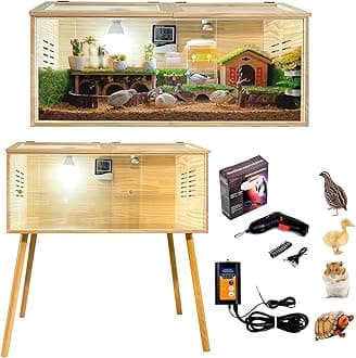 Brooder Box for Chicks,Quail brooder Box,with Sliding Door,Table Legs,2 Types of Thermometer with Heat Lamp Set Suitable for Chicks/Duck/Parrot/Hamster (Upgraded Version 40"×15.7"×15.7")