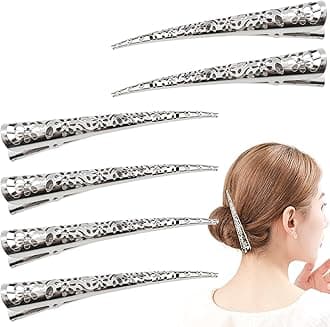 6 Pcs Duckbill Hair Clips Hollow Style Metal Alligator Hair Clips Duckbill Hairpins Non- slip Hair Barrettes Hair Grip without Teeth for Hair Styling Sectioning, Silver