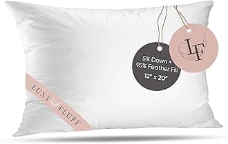 Throw Pillow Insert, Indoor Decorative Pillows, for Couch, Sofa or Bed, Cushion Sham Stuffer, Down and Feather Filled, with 100% Cotton Cover 233 Thread Count (12" x 20")