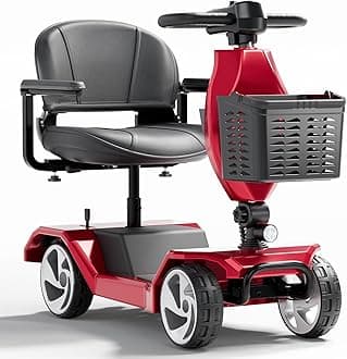 HomyKing Mobility Scooters for Seniors, 4 Wheel Foldable Mobility Scooters for Adults, Folding Travel Mobility Scooter with Seat, Electric Wheelchair, Powered Lightweight Motorized Scooter - Red