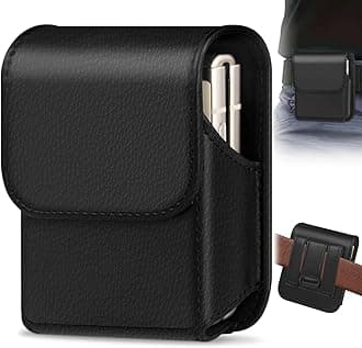 Phone Holster for Samsung Galaxy Z Flip 7,Flip Phone Specific Protective Leather Holster for Motorola RAZR+ 2025/2024, Cellphone Belt Clip Holster Carrying Pouch Card Holder(Black)