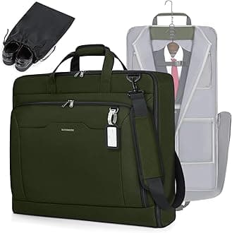 Garment Bags for Travel Carry On Garment Bag for Hanging Clothes, Suit Bag for Business Trips with Shoes bag & Shoulder Strap, Waterproof Foldable Suit Luggage Bag for Men Women, Green
