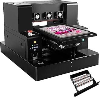 UV Printer Machine, A3 L805 UV Flatbed Printer with Bottle Holder, 2880 * 1440dpi, 100% Transfer Rate UV DTF Printers for Bottles Stickers Acrylic Phone Cases Wood Glass Metal Leather Golf Balls ABS