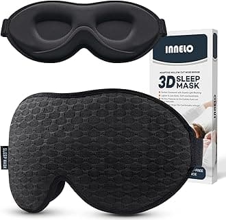 Sleep Mask 100% Blackout for Men Women, 3D Contoured Zero Pressure Sleeping Mask with Ice Silk Lining - Breathable, Feather-Light Comfort Eye Mask for Sleeping,Travel, Insomnia(Black)