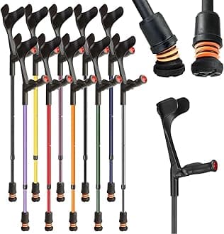 Flexyfoot Shock Absorbing Comfy Grip Adjustable Crutch – Improves Safety, Improves Comfort, Reduces Shocks & Jarring – Black – Right Handed