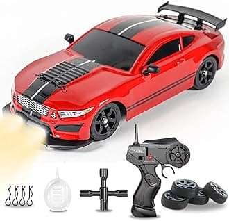 Liberty Imports RC Drift Car 1/16 2.4GHz 4WD Remote Control Sport Racing On-Road Vehicle with LED Light, Batteries and Drift Tires (Red)