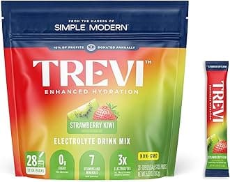 TREVI™ Sugar Free Electrolytes - Drink Mix Hydration Powder Packets - 28 Count - Strawberry Kiwi