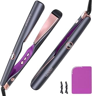 2-in-1 Hair Straightener and Curler - Twist Flat Iron Curling Iron for Smooth Curls & Sleek Straight Salon Results - Dual Voltage Ceramic Straightener Adjustable Temp for All Hair Types