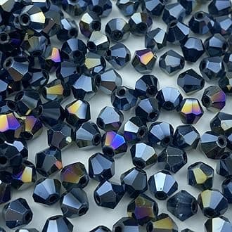 400pcs Bicone Crystal Beads 4mm Crystal Glass Faceted Beads for Necklace Bracelet Earrings DIY Jewelry Crafts Making Supplies(Black AB)