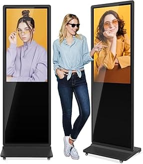 JIYANG 43 Inch Indoor Touchscreen Digital Signage Floor Standing Digital Interactive Kiosks LCD Totem Monitor with WiFi HDMI/USB Input Auto Media Player Android System,Store Displays Screens