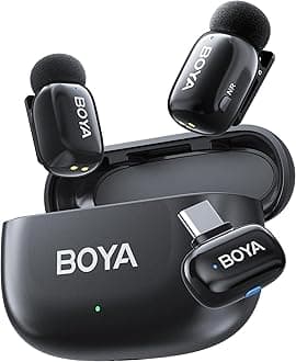 BOYA Mini 2 Wireless Lavalier Microphone for iPhone15/16 Android USB-C Plug, 2 Ultra Mini Mic with AI Noise Cancellation, App Control, Lapel Microphone for Vlogging TikTok YouTube Content Creators