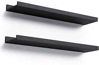 Long Floating Shelves, 2 Set Modern Black Wall Shelf for Bedroom, Nursery Book Shelf with Lip, Picture Ledge Shelf for Living Room Bathroom Kitchen - Black,23.6 In