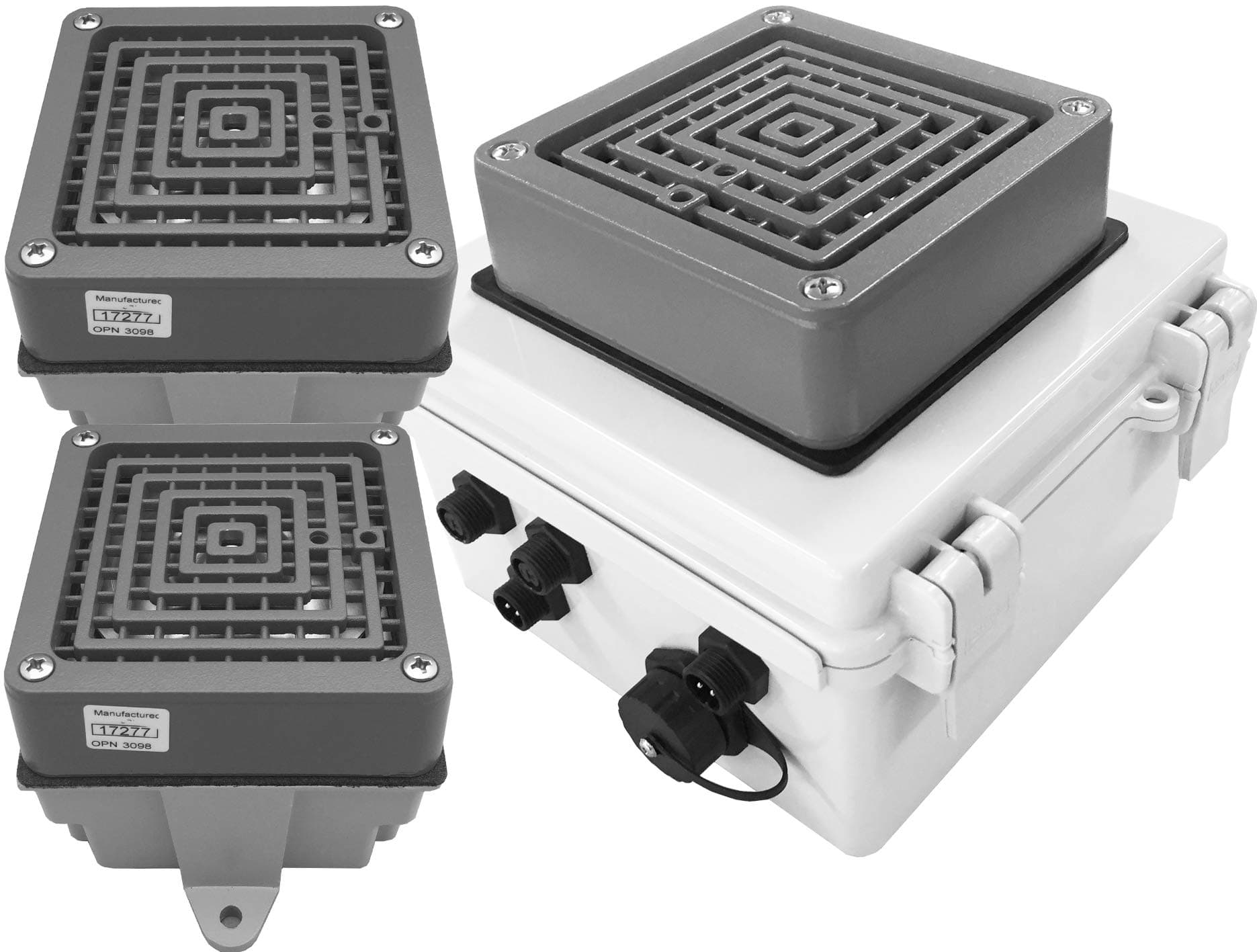 Netbell-KB-E2M IP Enabled All-in-One Extra Loud Automatic Factory Warehouse Break 3-Buzzer System for ~60-75000 SQFT Area, Free Software, No Fees