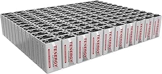 Tenergy 9V Lithium Batteries, 1200mah Non-Rechargeable Batteries, 10 Years Shelf Life Lithium 9 Volt Batteries, 120 Pack