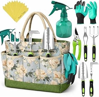Heavy Duty Garden Tools 22 Pieces Set - Rust Proof, Durable Gardening Supplies - Ergonomic Gardening Hand Tools - Ideal Gardening Gifts for Women